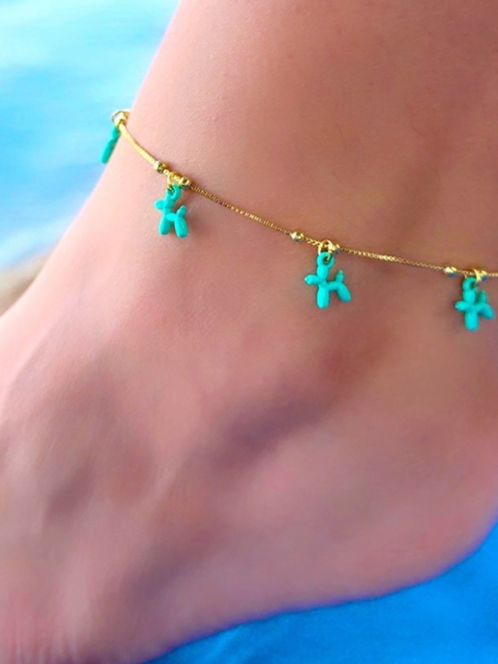 Balloon Puppy Dog Anklet 14k Gold Plated Dainty Tarnish Resistant Jewelry - Picture 11 of 11